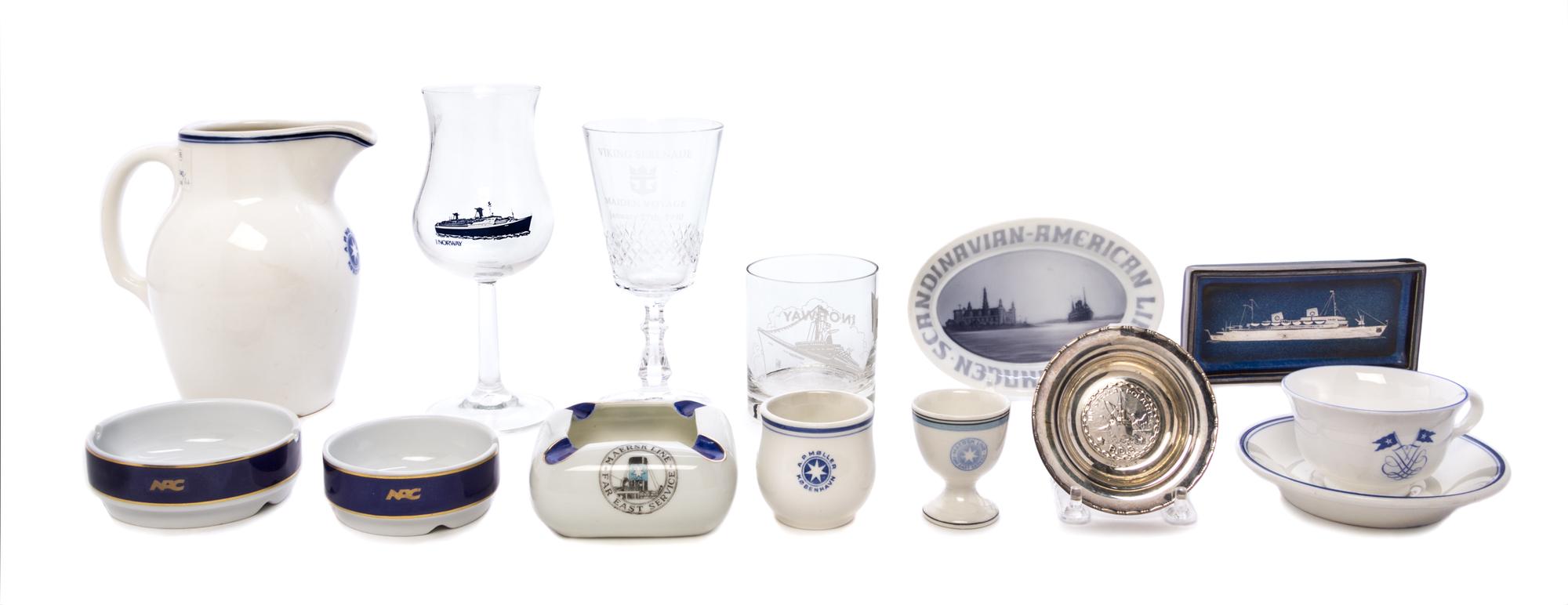 A Selection of Continental Ceramics, Stemware and Ephemera Height of framed article 7 1/2 x 11 1/2 inches.