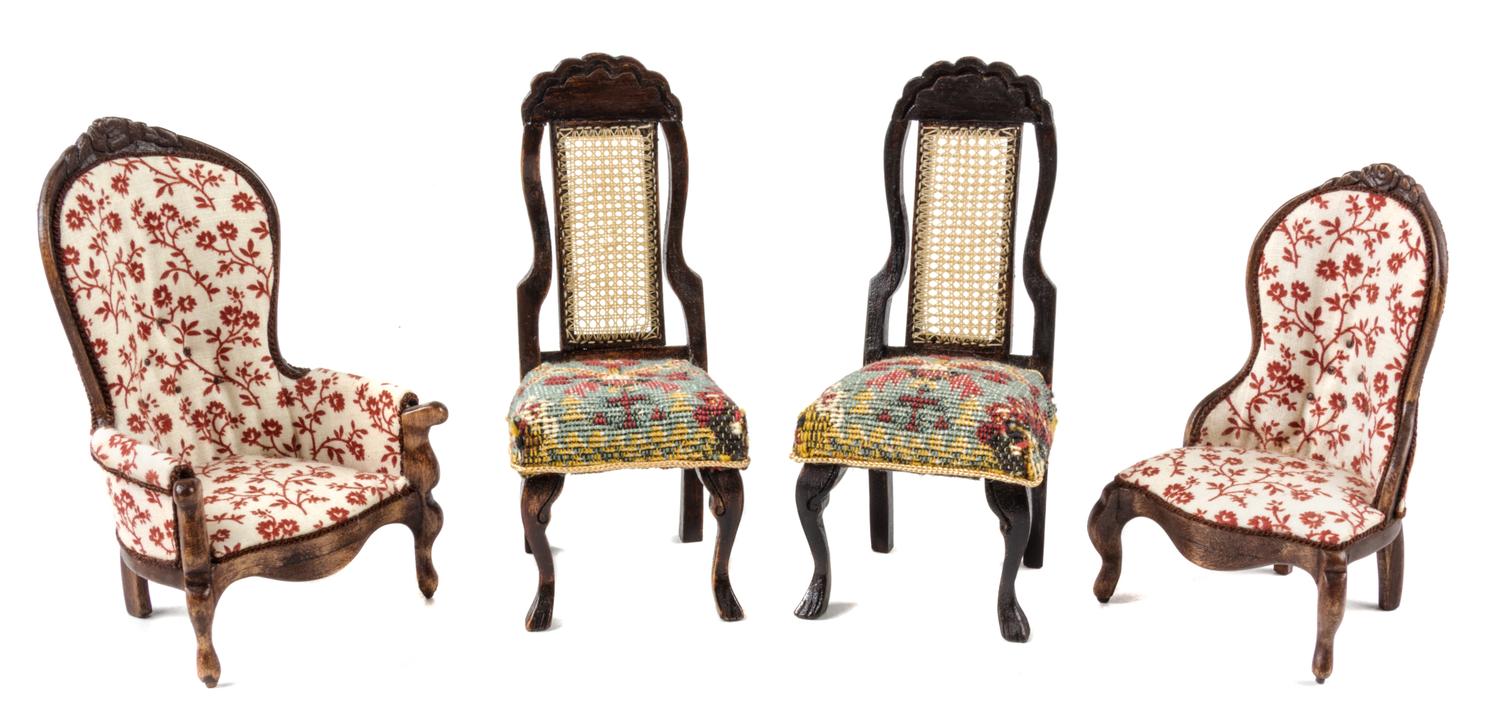 A Group of Four Upholstered Chairs — Various Makers