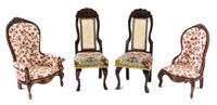 A Group of Four Upholstered Chairs — Various Makers
