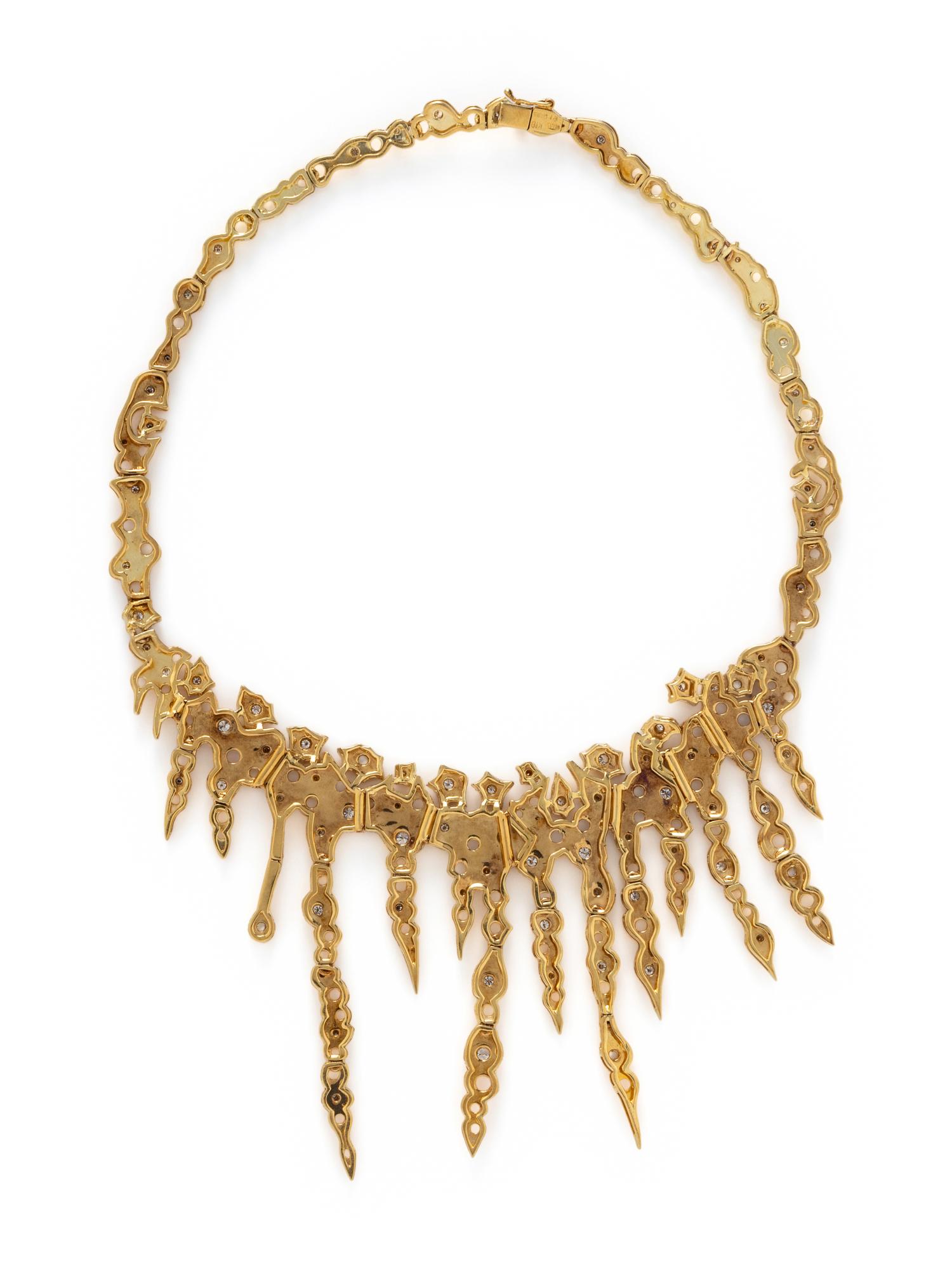 YELLOW GOLD AND DIAMOND FRINGE NECKLACE