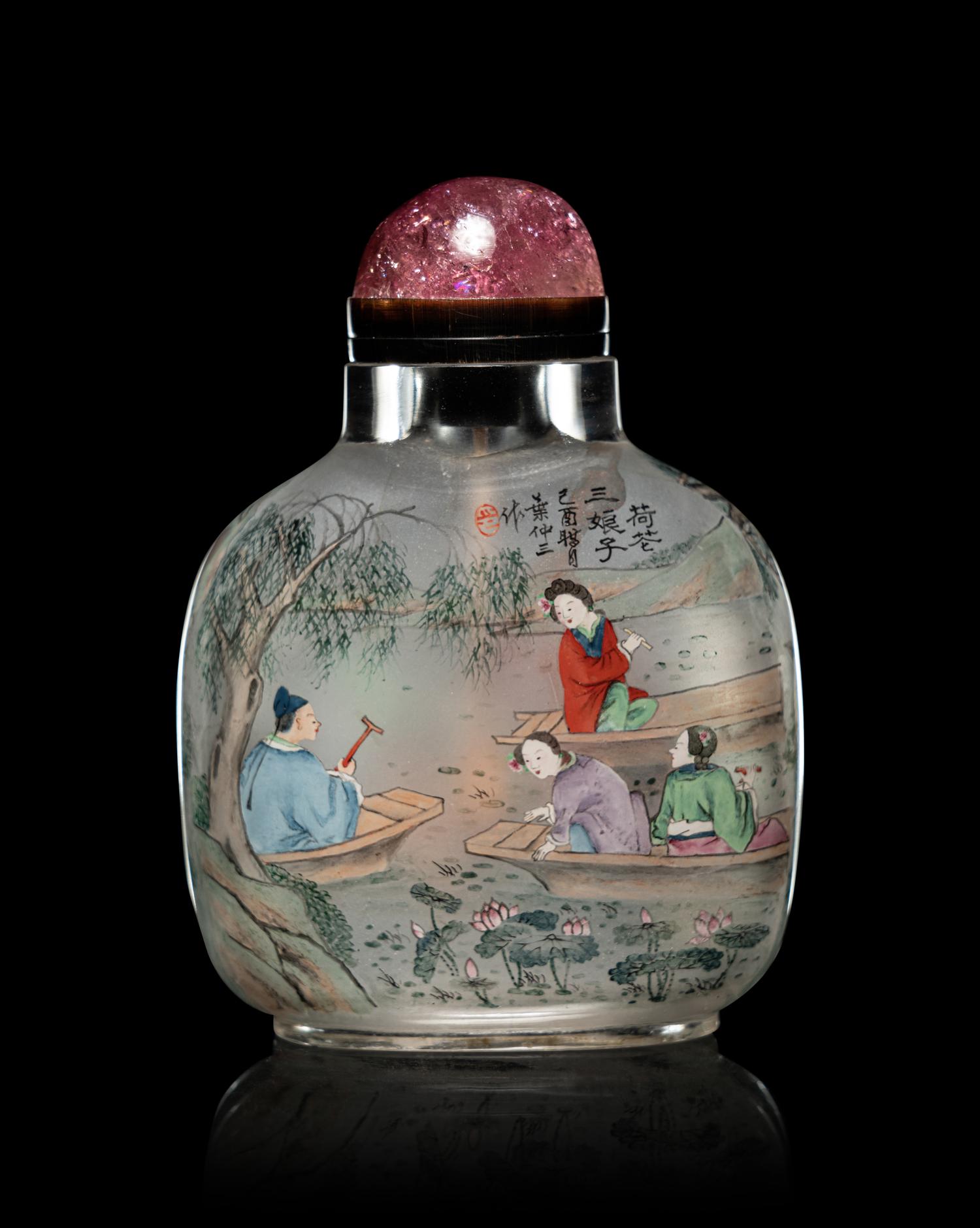 An Inside Painted Clear Crystal Snuff Bottle