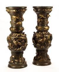 A Pair of Monumental Japanese Bronze Urns — 20TH CENTURY