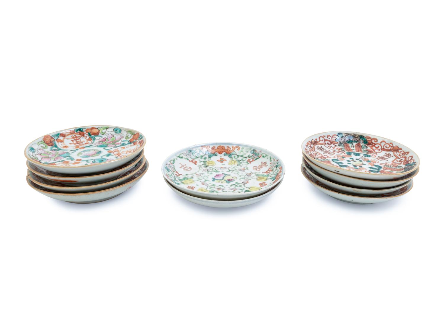 Ten Chinese Famille Rose Porcelain Dishes