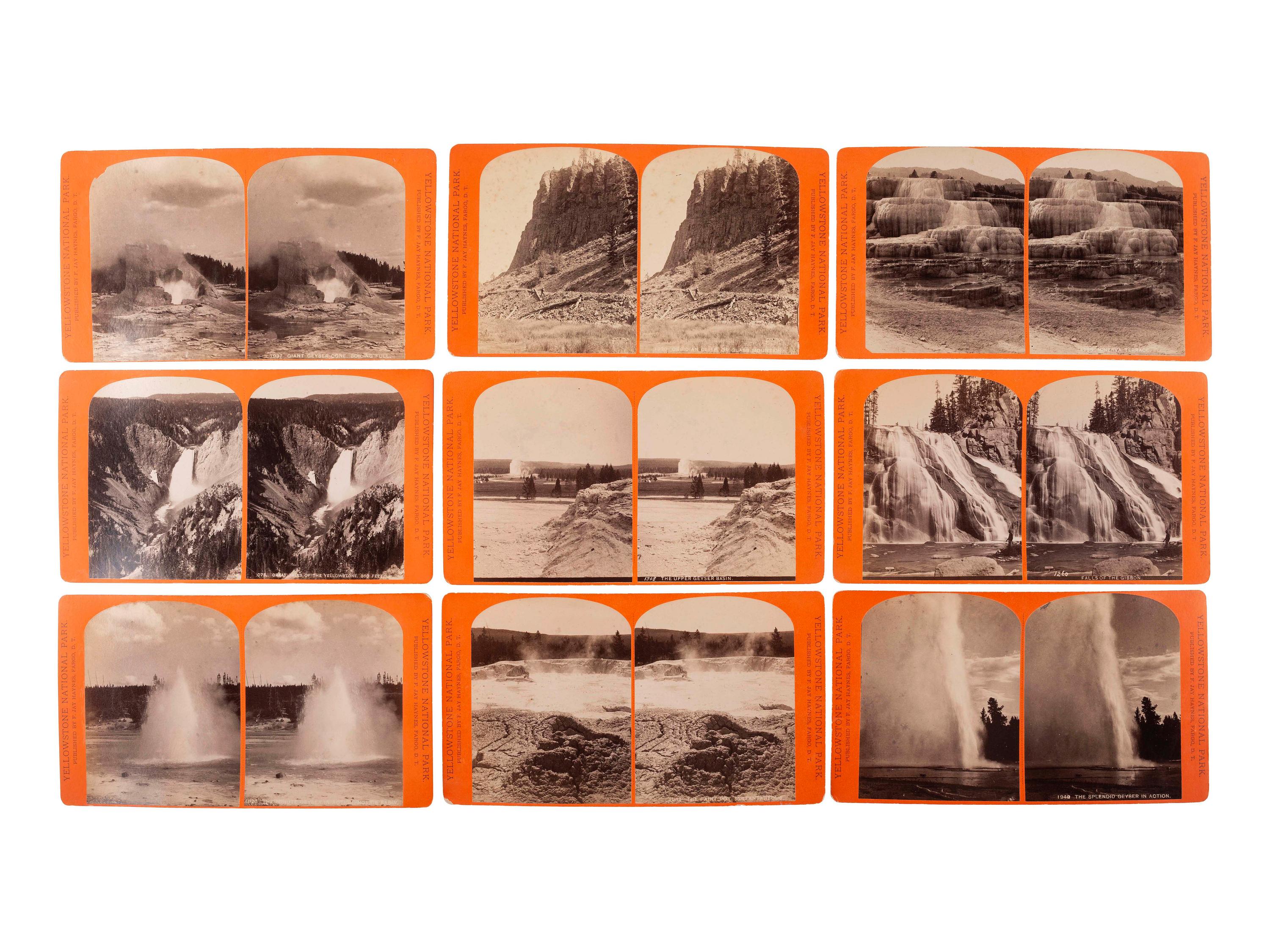 [EARLY PHOTOGRAPHY -- STEREOVIEWS]. A group of 115+ stereoviews documenting the American landscape, incl. views of Yellowstone by Haynes, views of Niagara Falls, and other outdoor scenes.