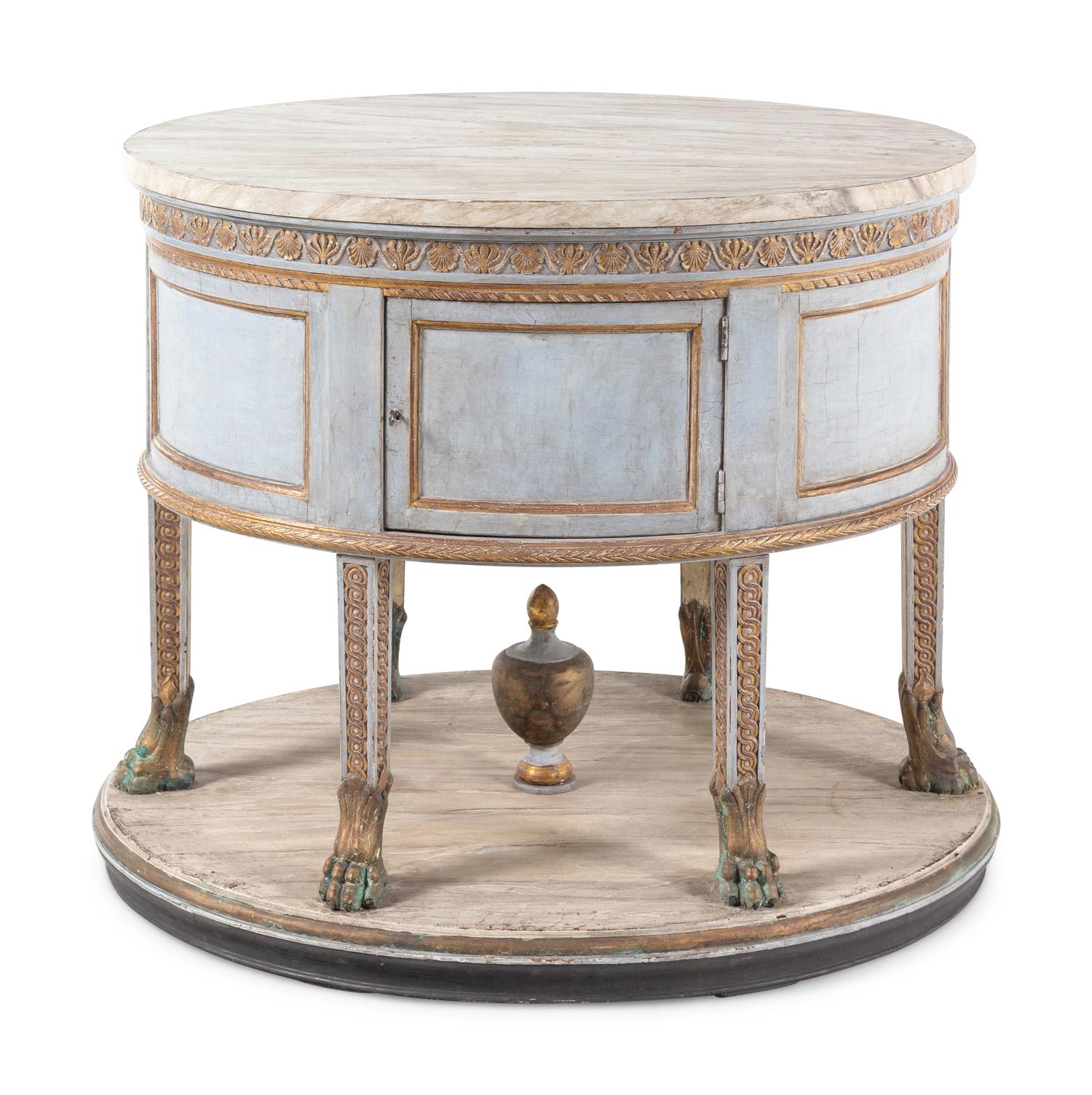 A North European Painted and Parcel-Gilt Center Table
