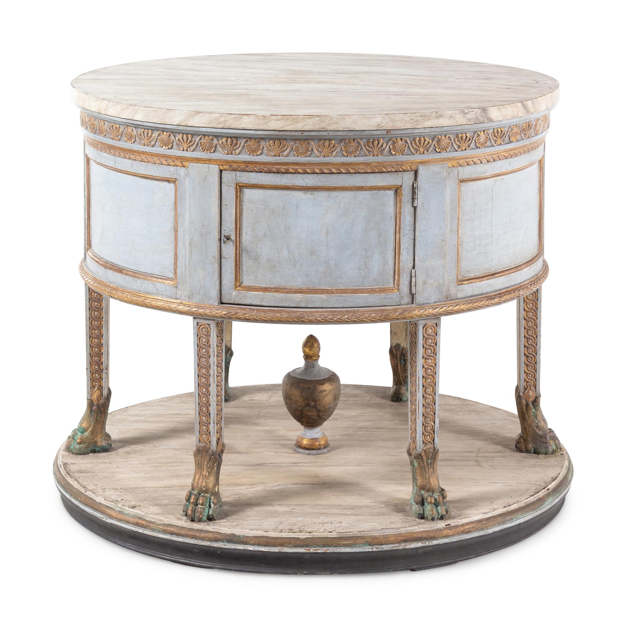 A North European Painted and Parcel-Gilt Center Table