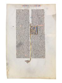 ALMAGEST MASTER (active Paris, c. 1210-1220) A leaf from a Bible, with an illuminated initial ‘A’, in Latin, illuminated manuscript on parchment [France, Paris, c. 1220]