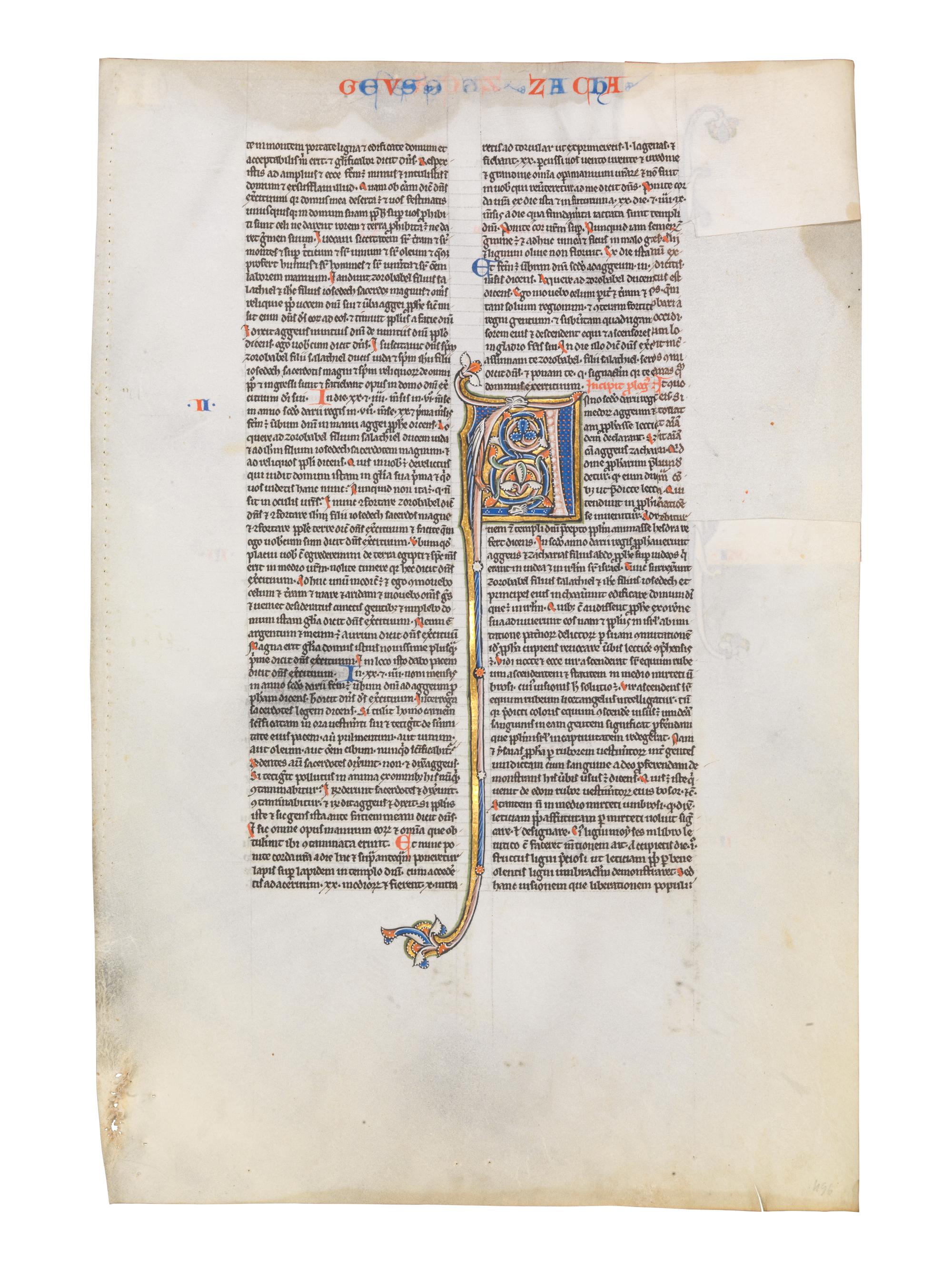 ALMAGEST MASTER (active Paris, c. 1210-1220) A leaf from a Bible, with an illuminated initial ‘A’, in Latin, illuminated manuscript on parchment [France, Paris, c. 1220]