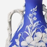 A Wedgwood Blue Dip Jasperware Handled Vase UK, 19th century