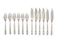 A Georg Jensen Acorn Silver Fish Service for Six