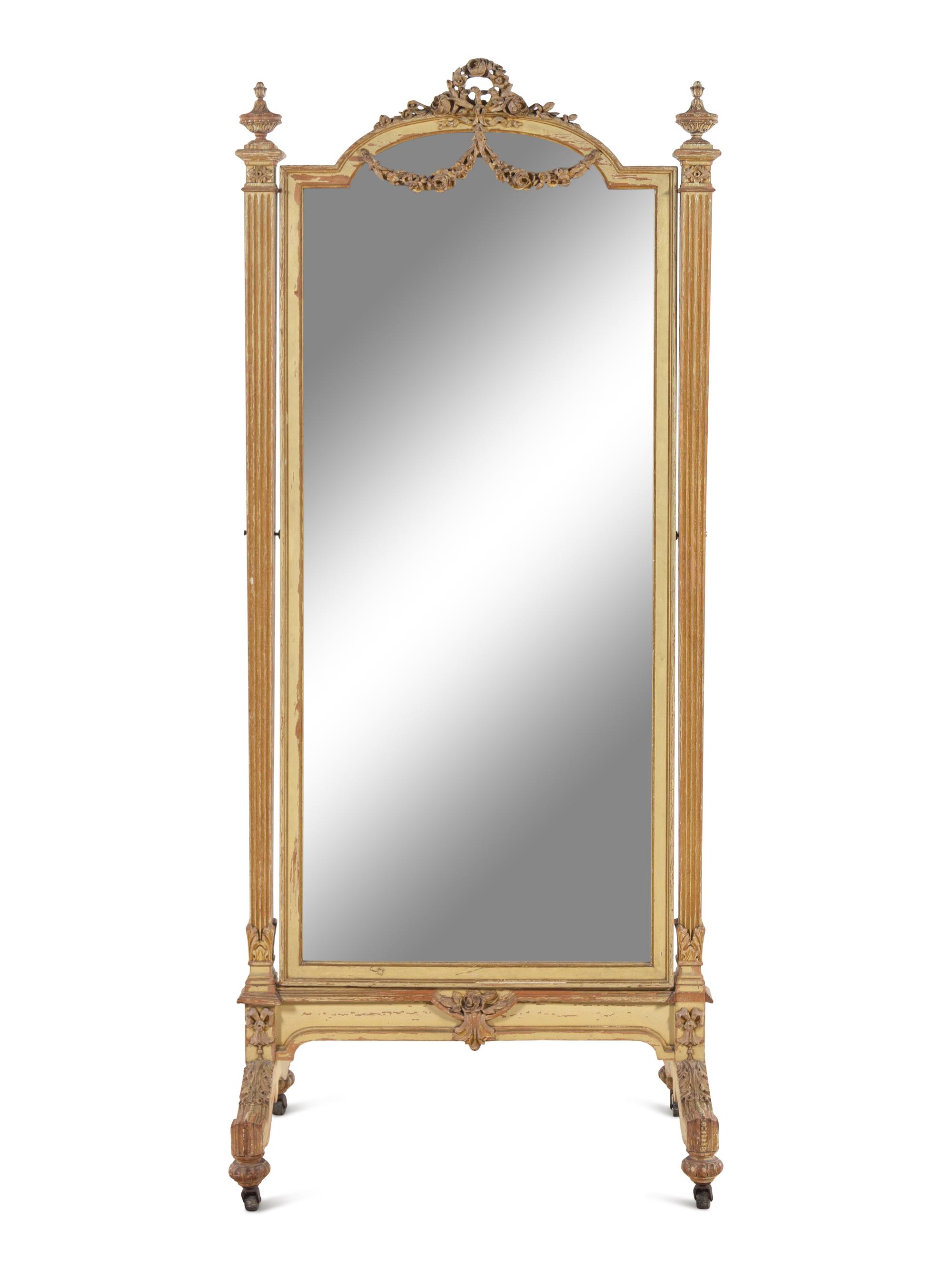A Neoclassical Painted Cheval Mirror