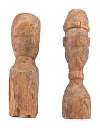 A group of 3 Civil War soldier folk art wood carvings made at Andersonville Prison, Georgia.