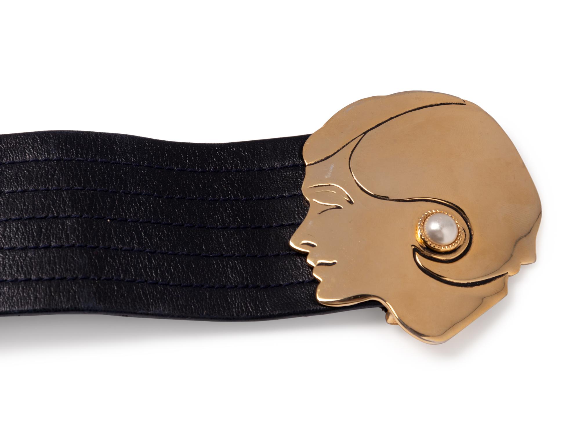 Chanel Leather Belt with Coco Buckle, 1970s