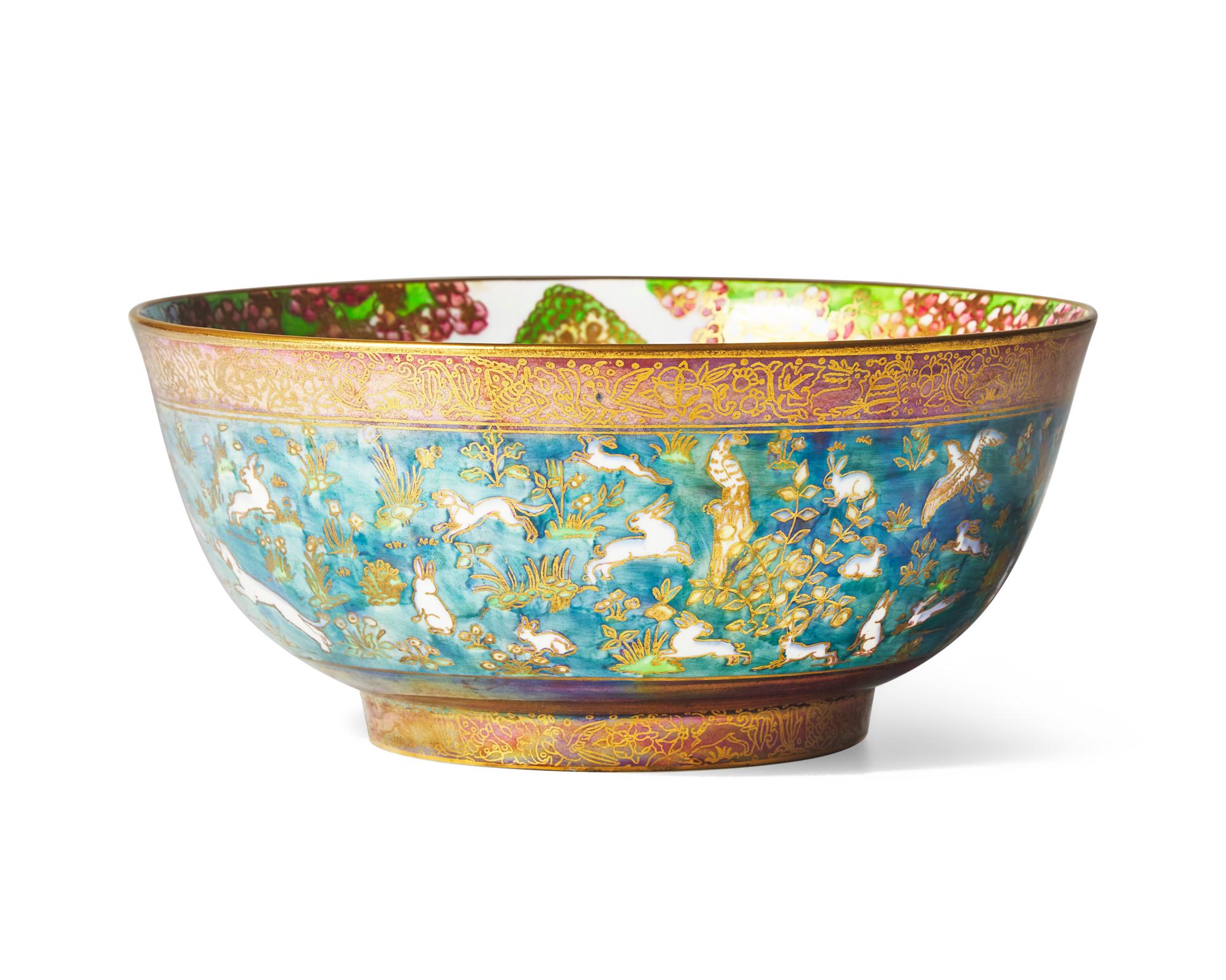 A Wedgwood Fairyland Lustre 'Hares, Dogs and Birds Pattern' Imperial Bowl