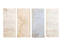 [SLAVERY & ABOLITION]. A group of court documents from Kentucky highlighted by a writ of execution against William I. Thompson for "gambling with [a] negro." Taylor County, Kentucky. 15 March 1856.