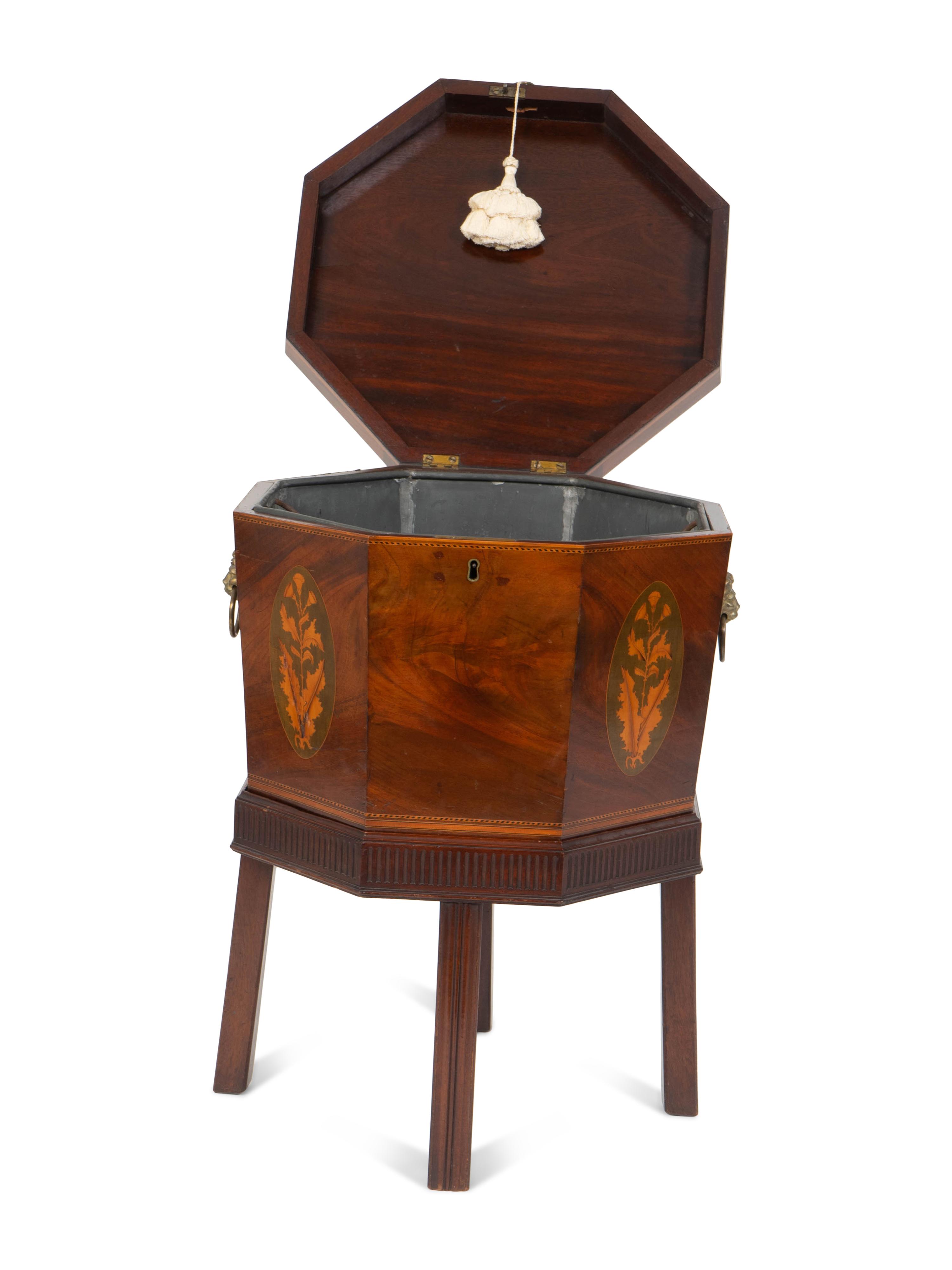 A George III Mahogany Marquetry Cellarette — 19TH CENTURY