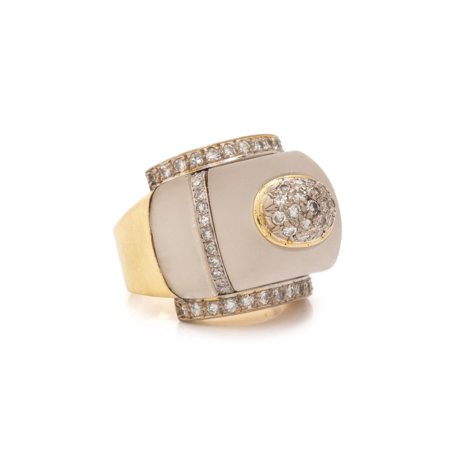 ROCK CRYSTAL AND DIAMOND RING
