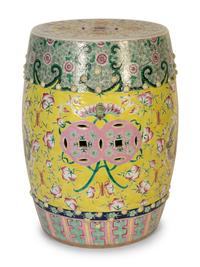 A Pair of Chinese Export Famille Jaune Porcelain Garden Seats