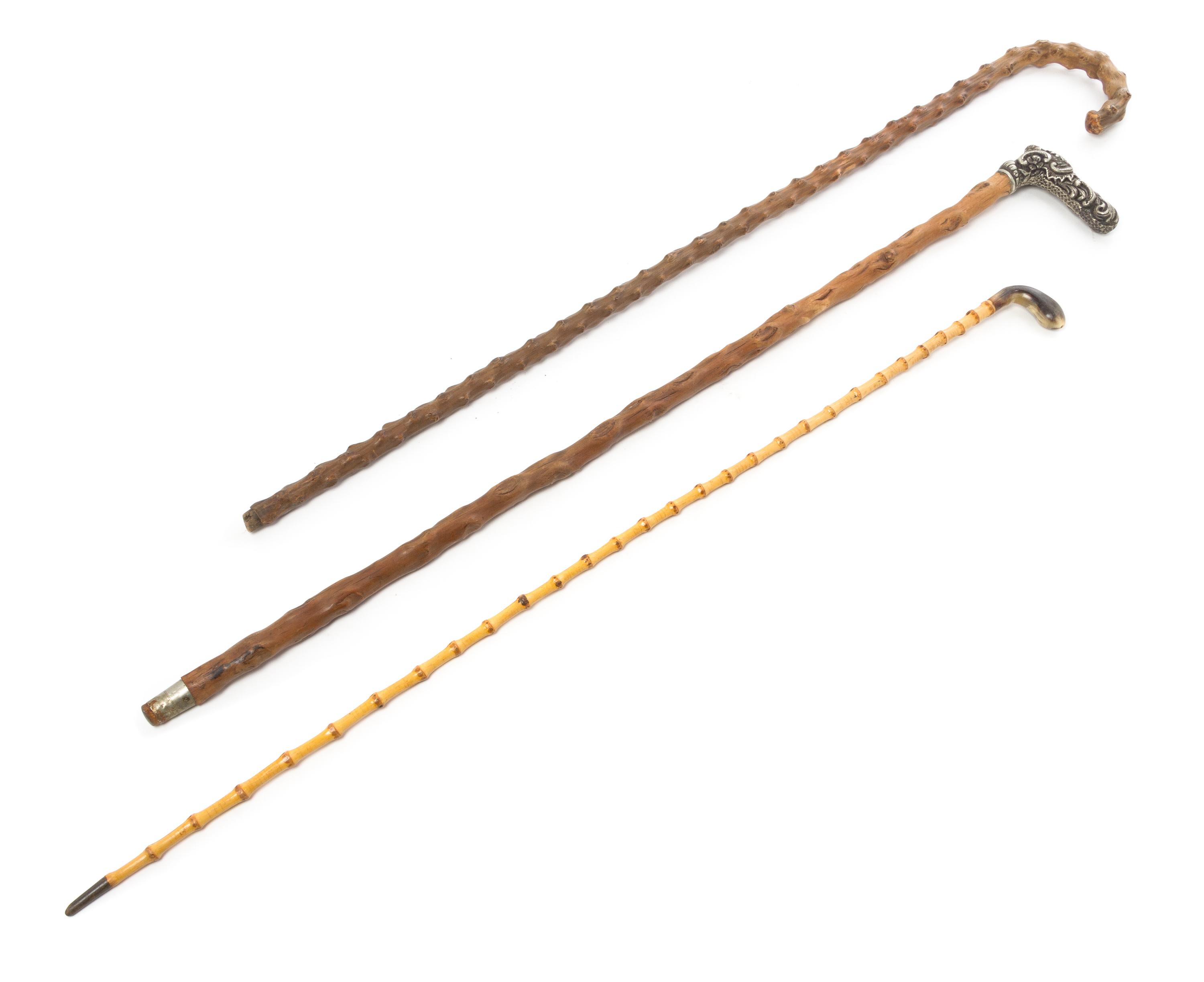 A Group of Three Canes Longest 35 1/2 inches.