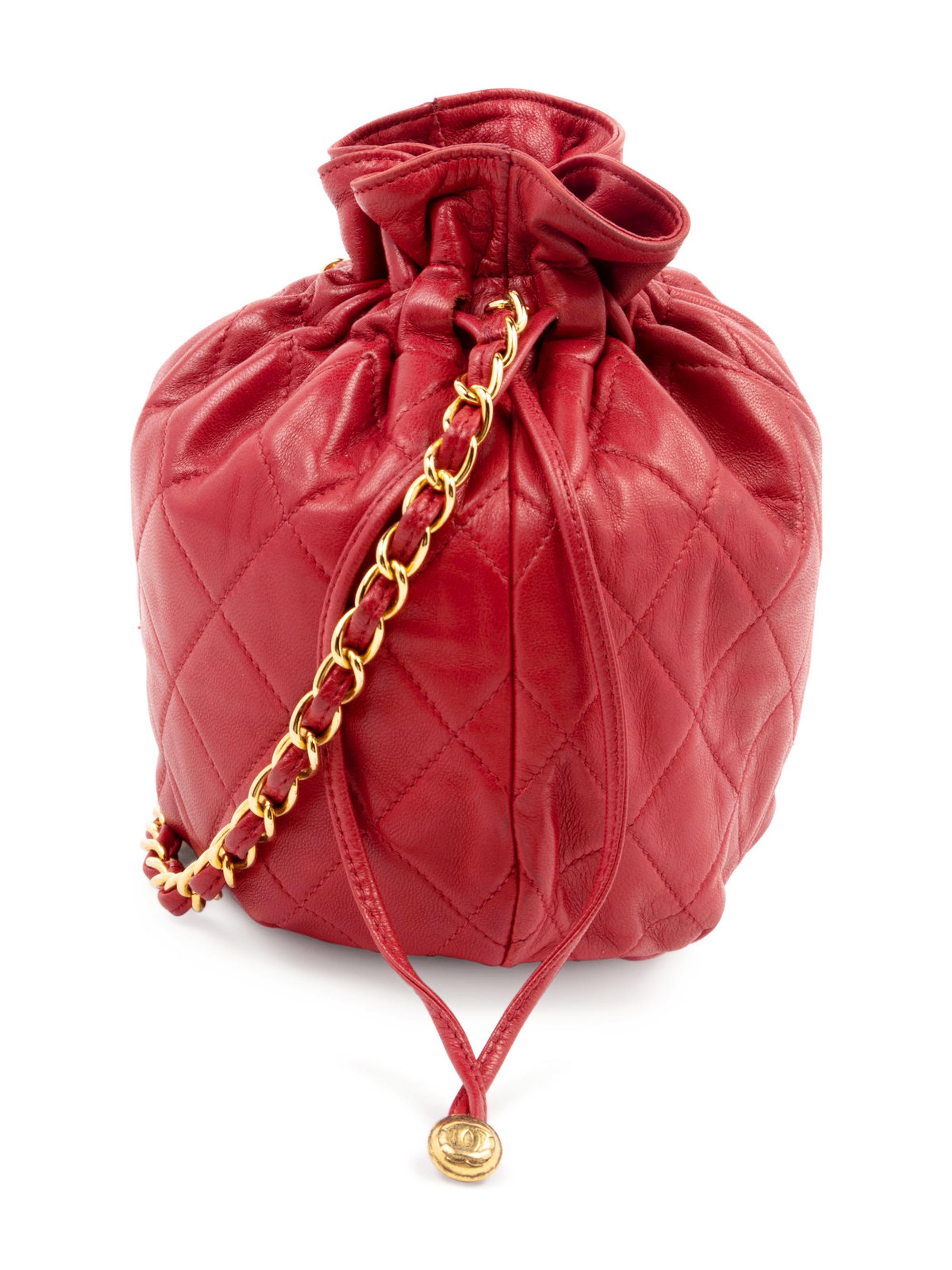 Chanel Quilted Leather Drawstring Bag, 1986-89