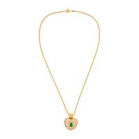Emerald, Diamond, and Yellow Gold Heart Pendant Necklace