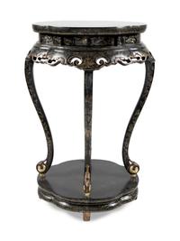 A Chinese Gilt Decorated Black Lacquered Side Stand