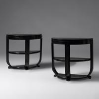 Pair of Ebonized Demilune Side Tables, c. 1930