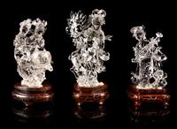 Three Chinese Rock Crystal Figures of Ladies