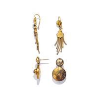 VICTORIAN, TWO PAIRS OF YELLOW GOLD AND SEED PEARL EARRINGS