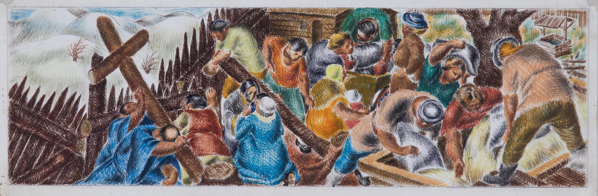 Anatol Shulkin, (Russian/American, 1899-1961) — Building the Fort