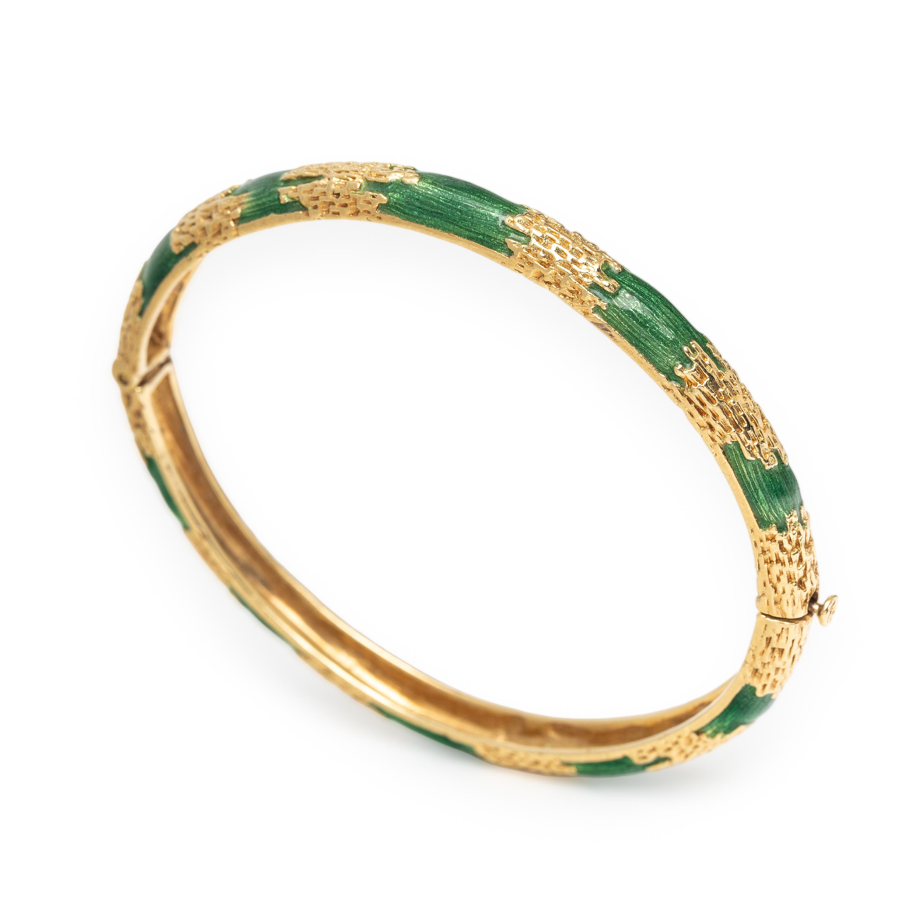 Yellow Gold and Enamel Bangle Bracelet