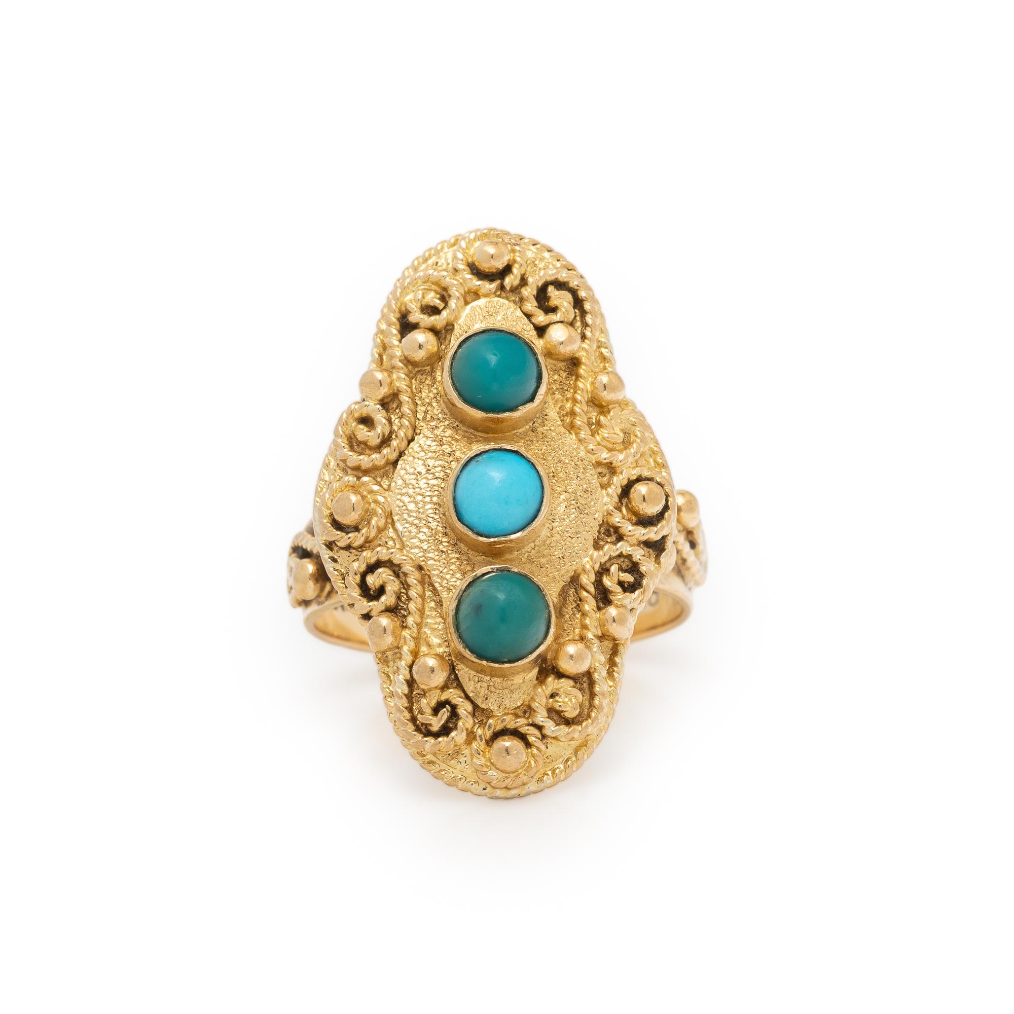 Turquoise and Yellow Gold Ring