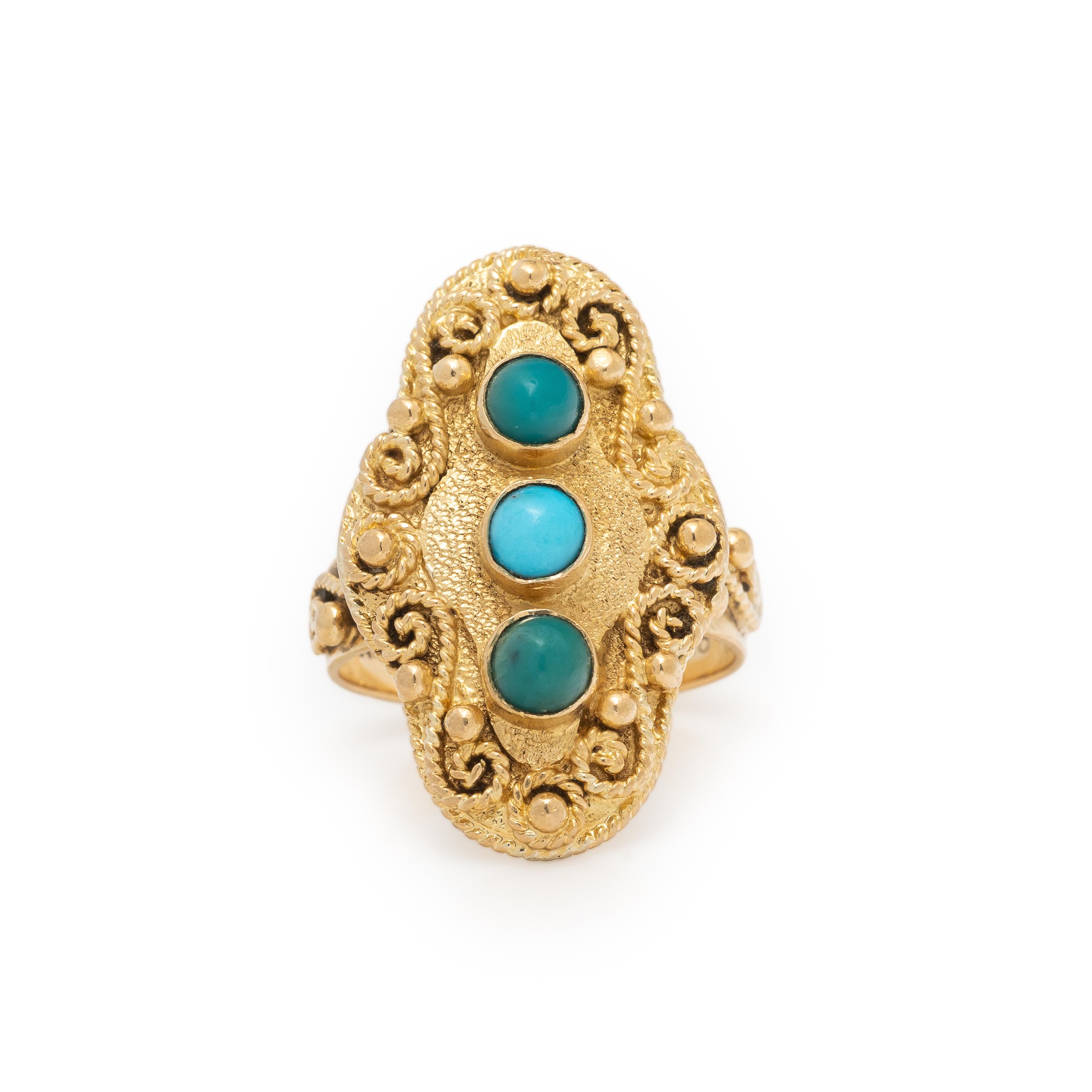 Turquoise and Yellow Gold Ring