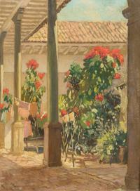 Hermann Dudley Murphey, (American, 1867-1945), Patio Scene and View of Taxco (a pair of works)