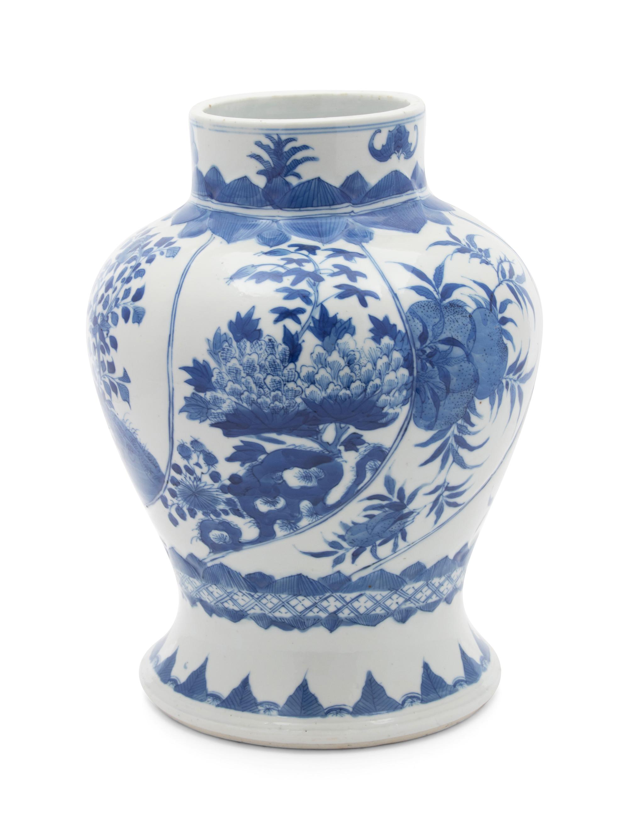A Chinese Blue and White Porcelain Baluster-form Vase — 19TH CENTURY