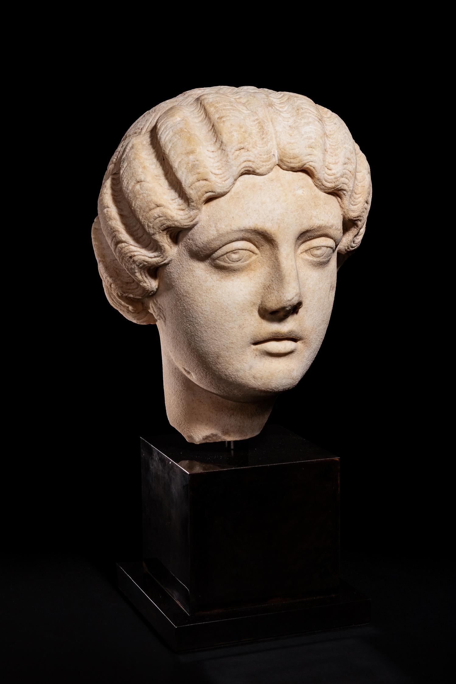 A Roman Marble Portrait Head of the Empress Faustina Minor