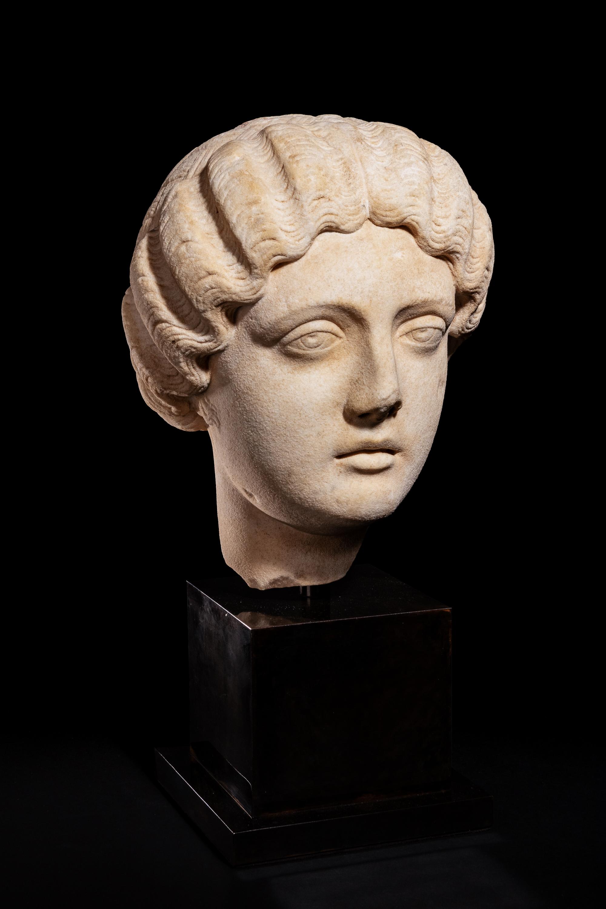 A Roman Marble Portrait Head of the Empress Faustina Minor