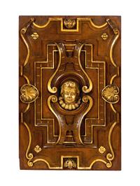 Six Italian Carved Walnut and Parcel Gilt Panels
