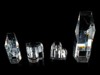 Two Heart Paperweights with Two Obelisk Forms