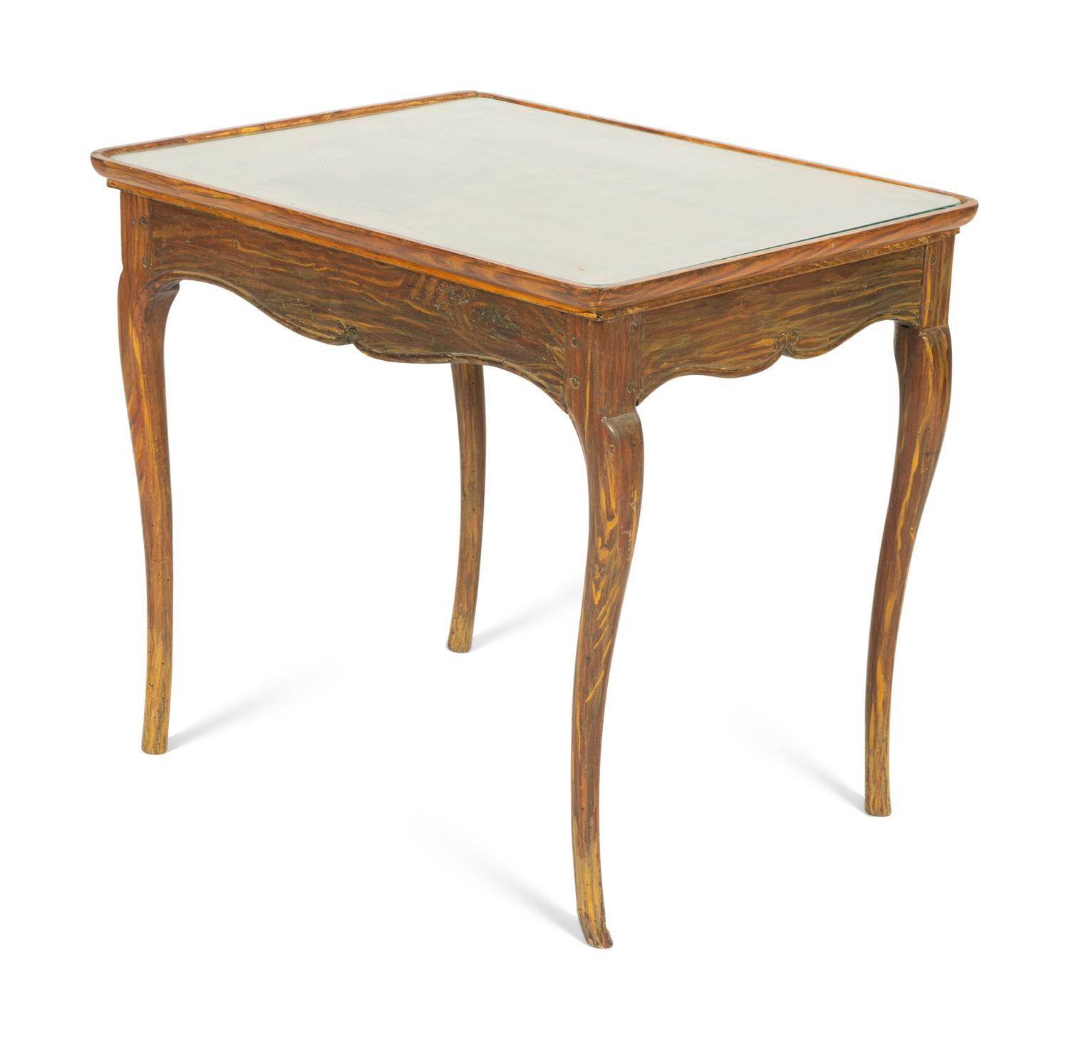 A Grain-Painted Trompe L'Oeil Side Table