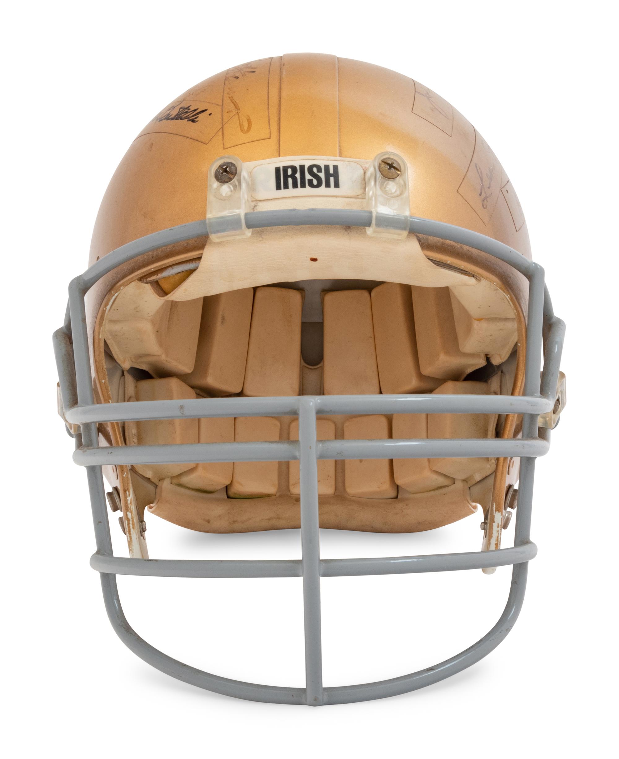 A Multi-Signed Autograph Notre Dame Football Legends Helmet Formerly Displayed at Mike Ditka's Restaurant