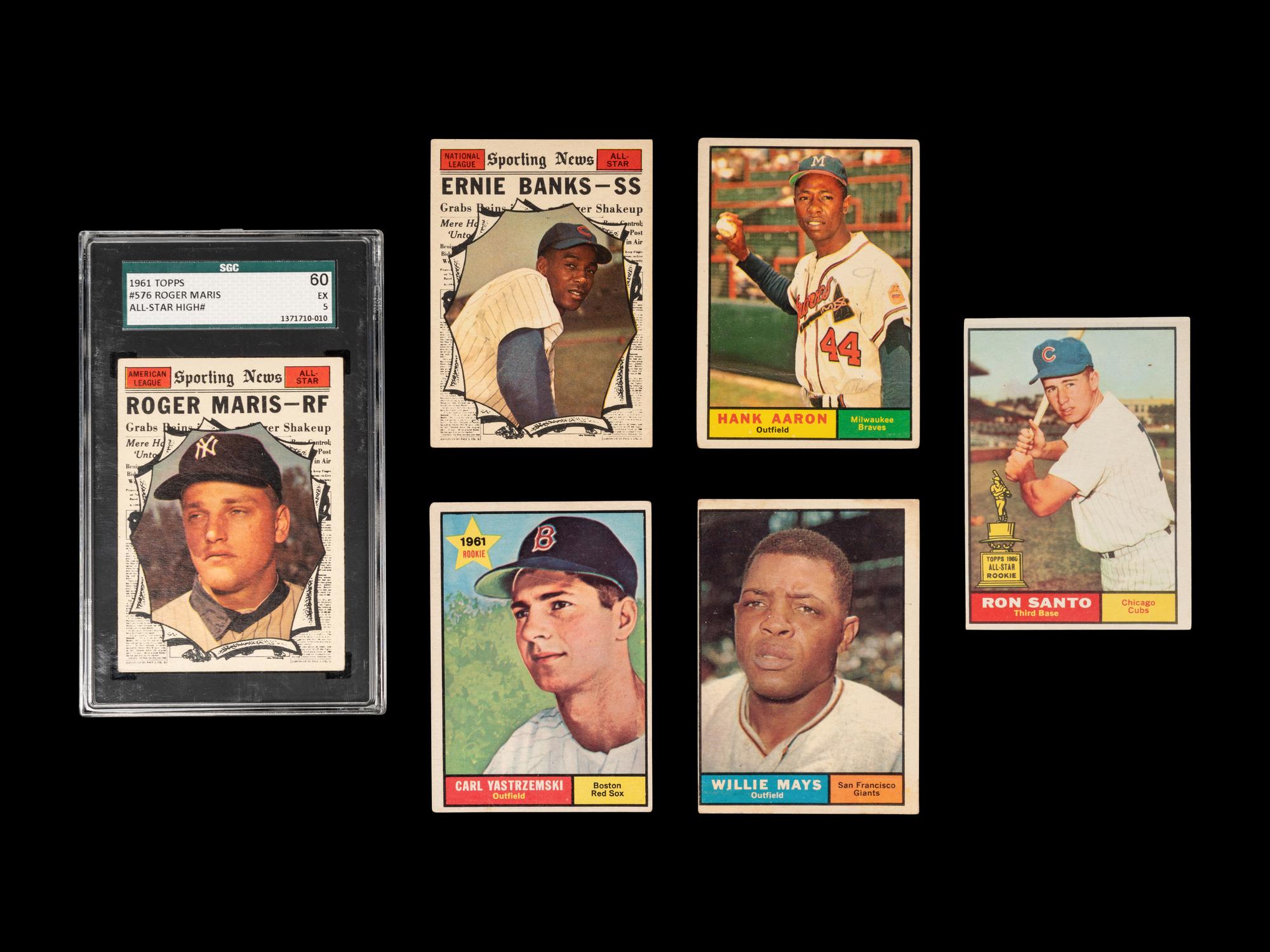 A Group of 1961 Topps Baseball Cards Featuring Hall of Famers and Notables,