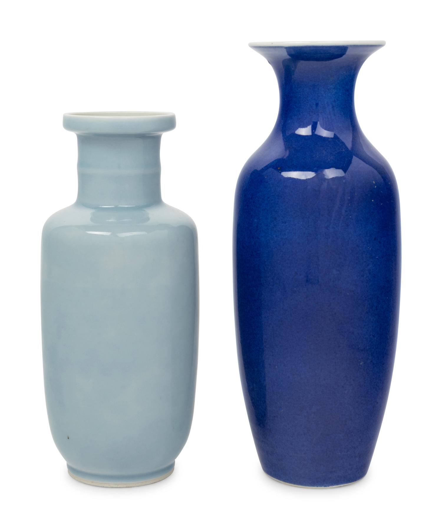 Two Chinese Monochrome Glazed Porcelain Vases