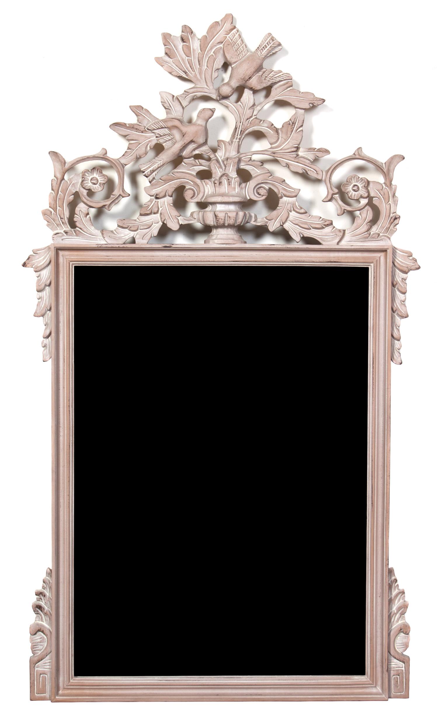 A Rococo Style Painted Mirror Height 39 x width 22 1/2 inches. — 20TH CENTURY