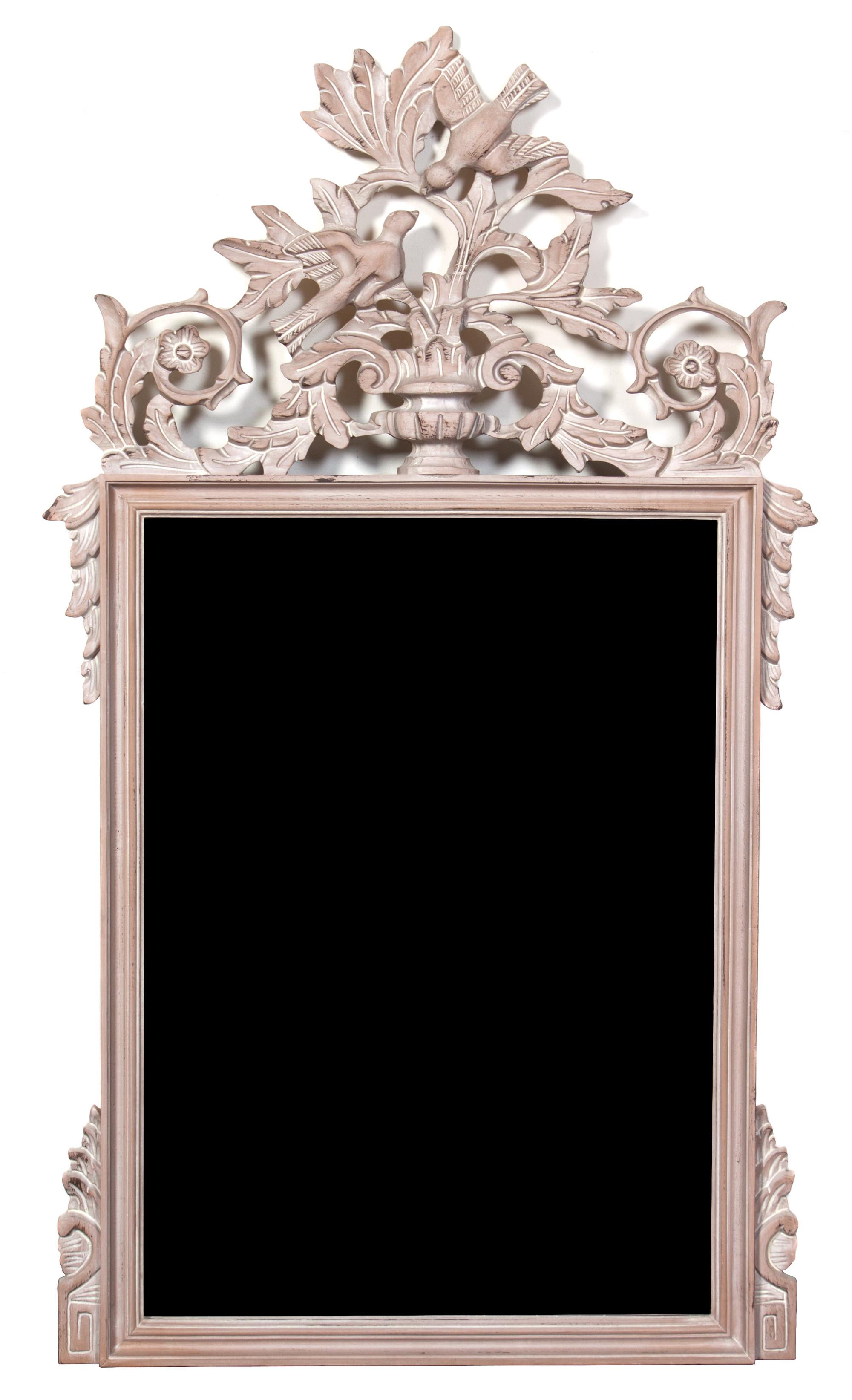 A Rococo Style Painted Mirror Height 39 x width 22 1/2 inches. — 20TH CENTURY