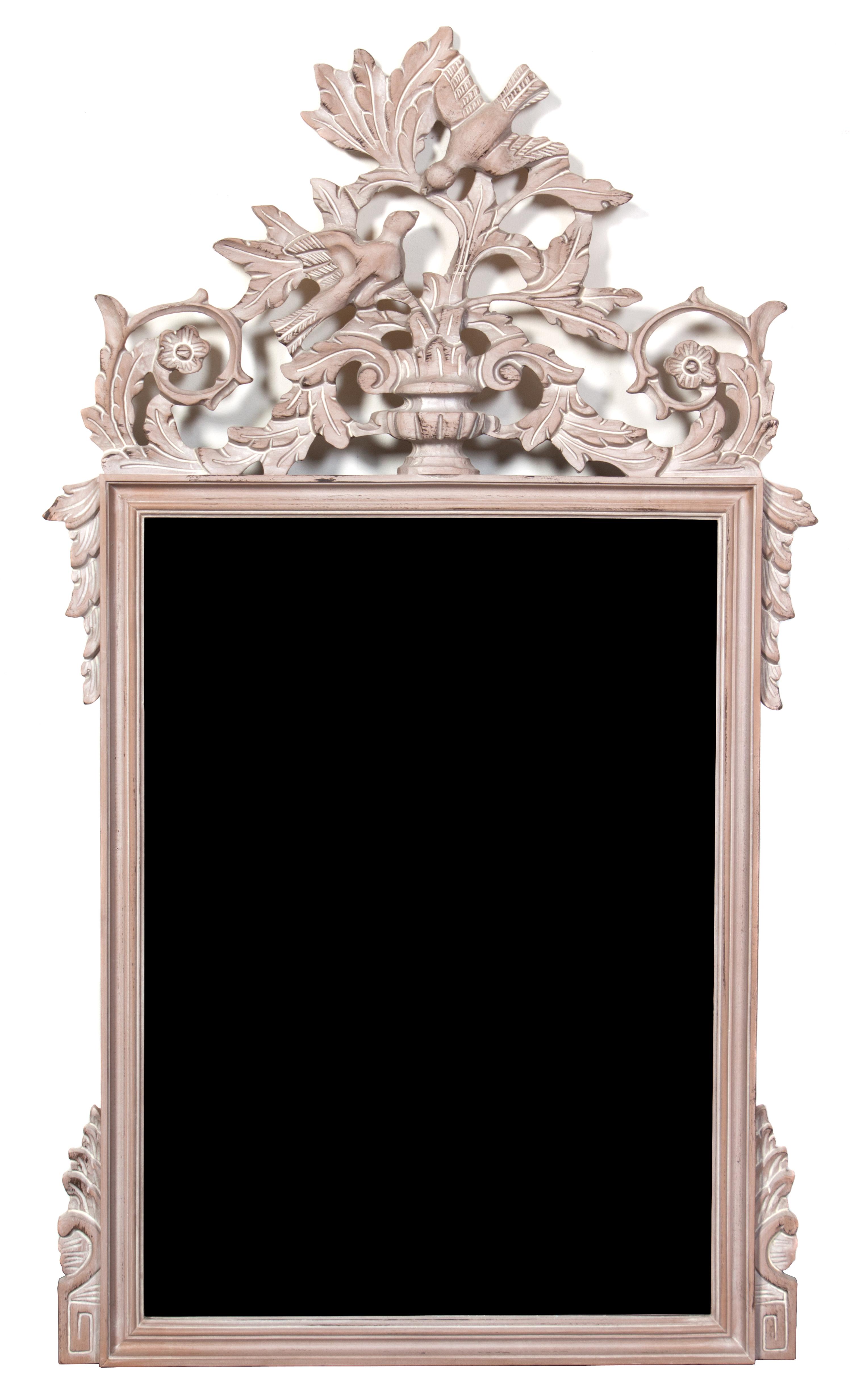 A Rococo Style Painted Mirror Height 39 x width 22 1/2 inches. — 20TH CENTURY