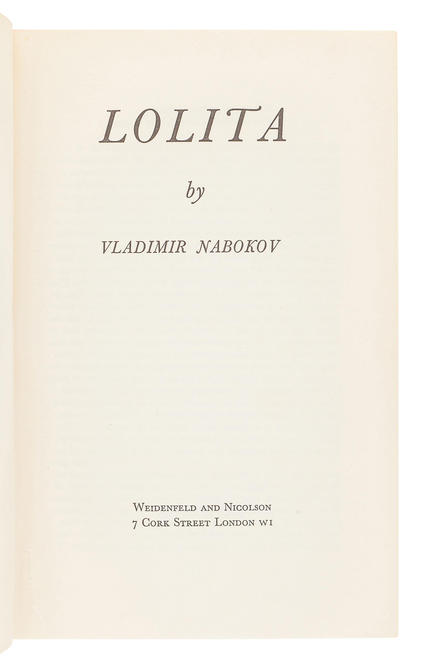 NABOKOV, Vladimir (1899-1977). Lolita . Paris: The Olympia Press, 1955.