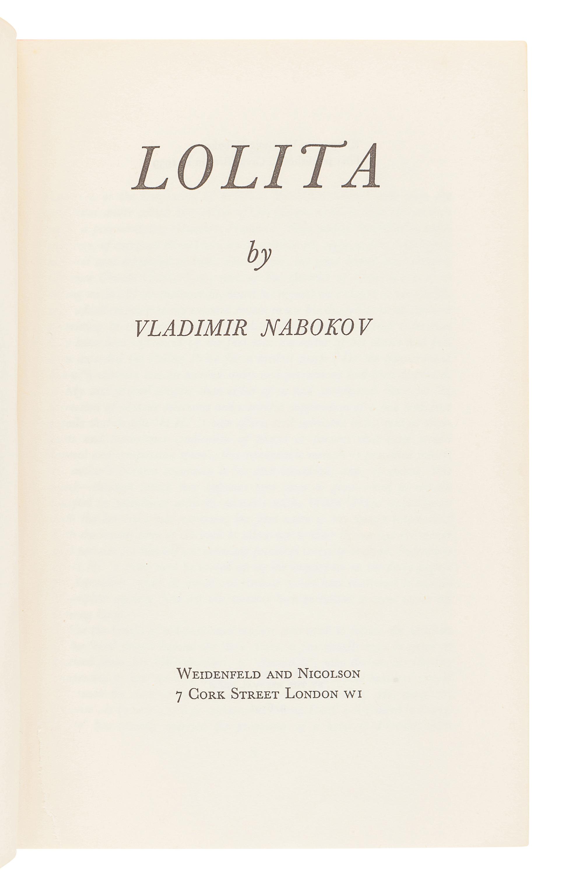 NABOKOV, Vladimir (1899-1977). Lolita . Paris: The Olympia Press, 1955.