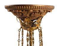 An Empire Style Gilt Metal and Simulated Marble Six-Light Chandelier