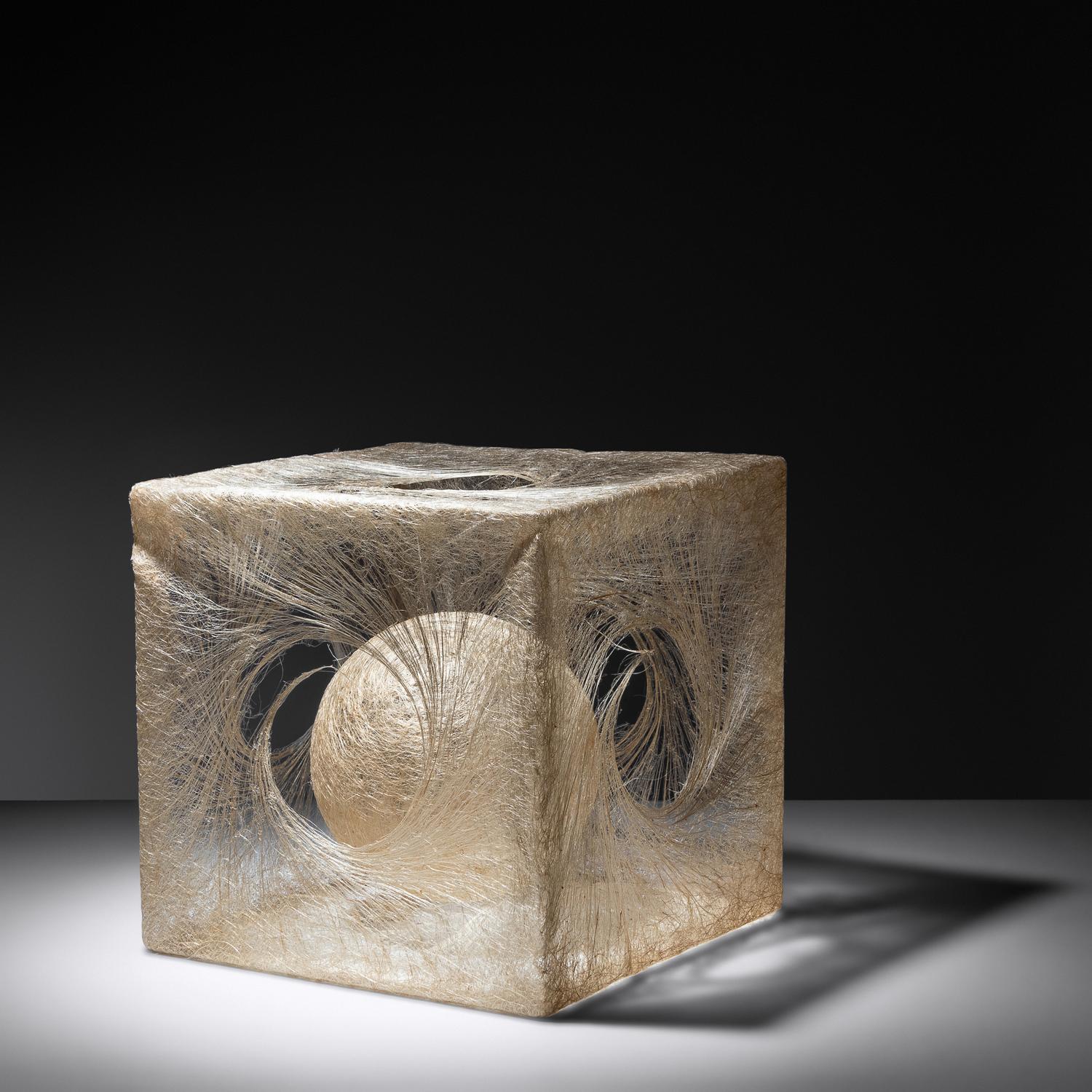 Untitled Cube with Floating Orb Sculpture